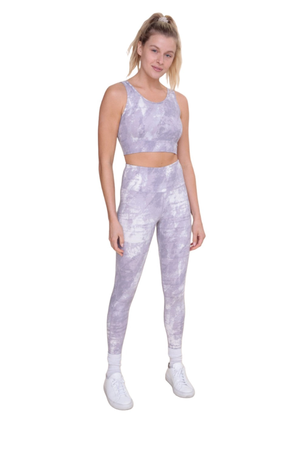 Mono B Concrete Key Hole Bra Top AT1262 - Lavender Cement - Front Full View