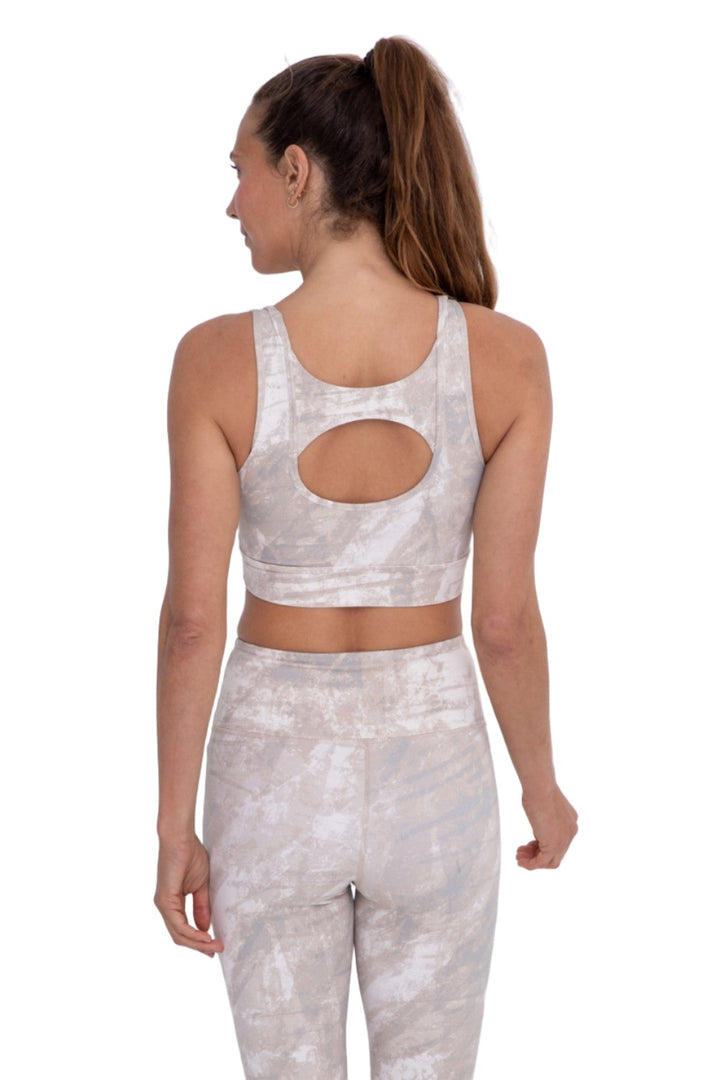 Mono B Concrete Key Hole Bra Top AT1262 - Yellow Cement - Back View