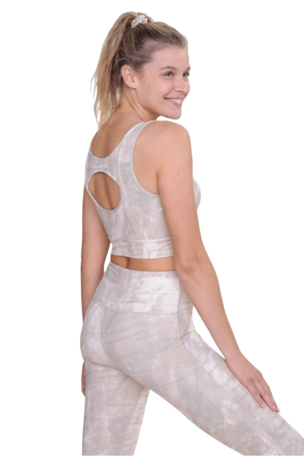 Mono B Concrete Key Hole Bra Top AT1262 - Yellow Cement - Side View