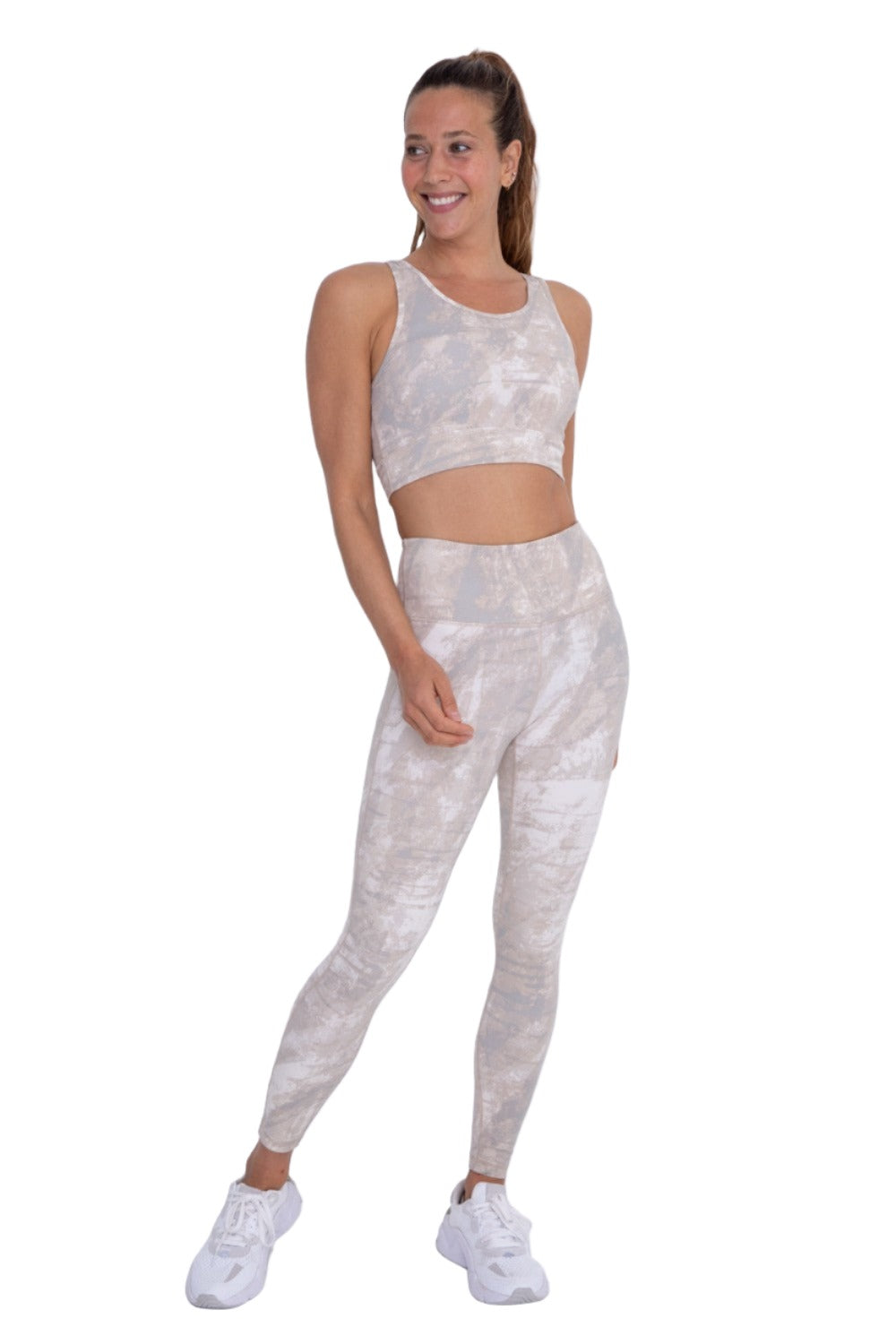 Mono B Concrete Key Hole Bra Top AT1262 - Yellow Cement - Front Full View