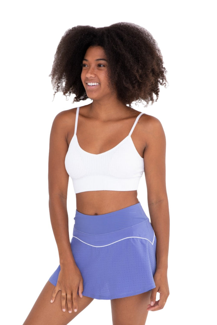 Mono B V Front Seamless Textured Tank AT-A1274 - White - Front View