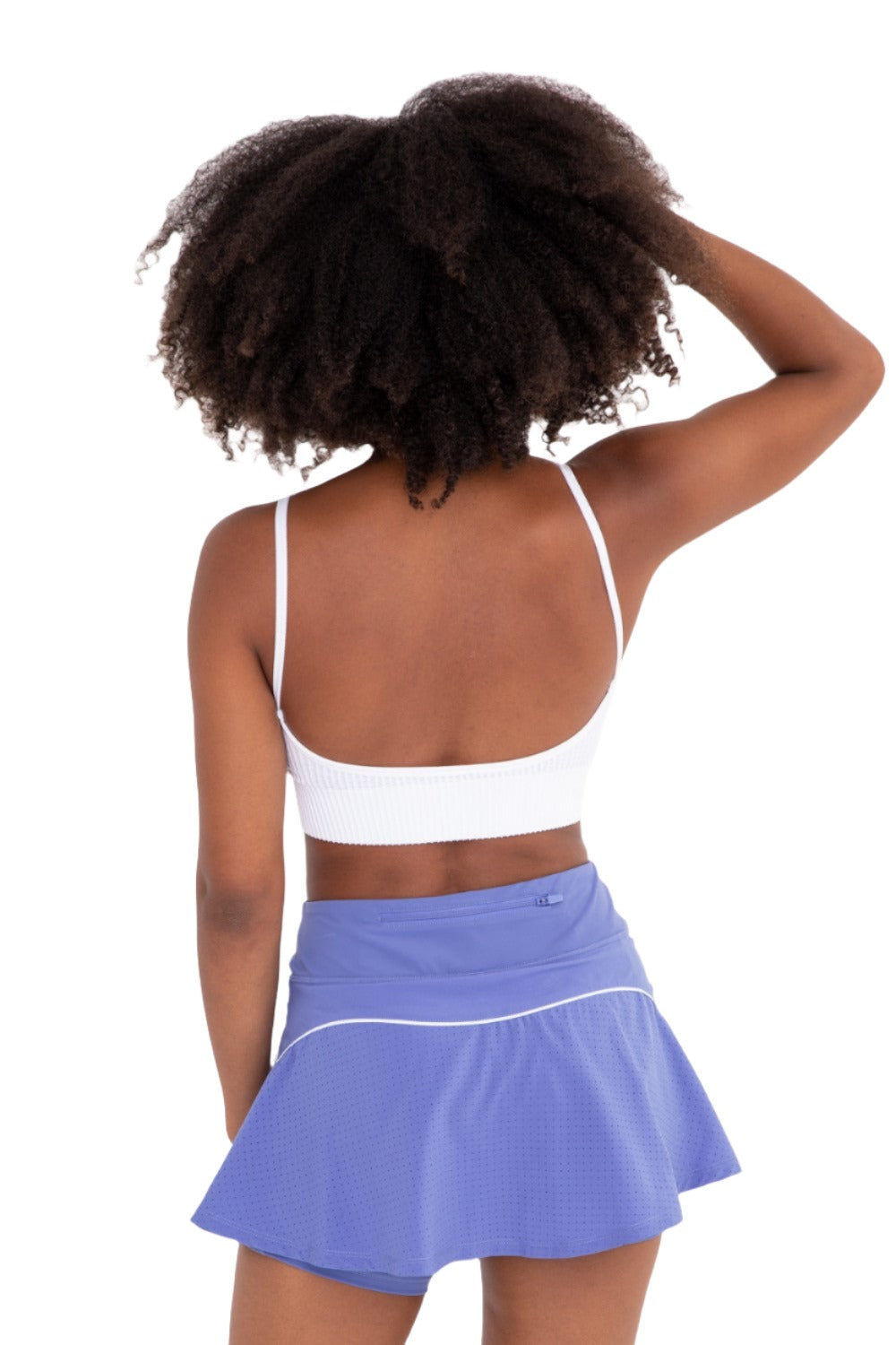 Mono B V Front Seamless Textured Tank AT-A1274 - White - Back View