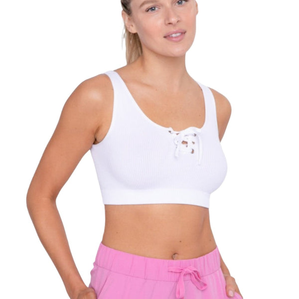 Mono B Rib Lace Front Active Bra Top AT-B0288