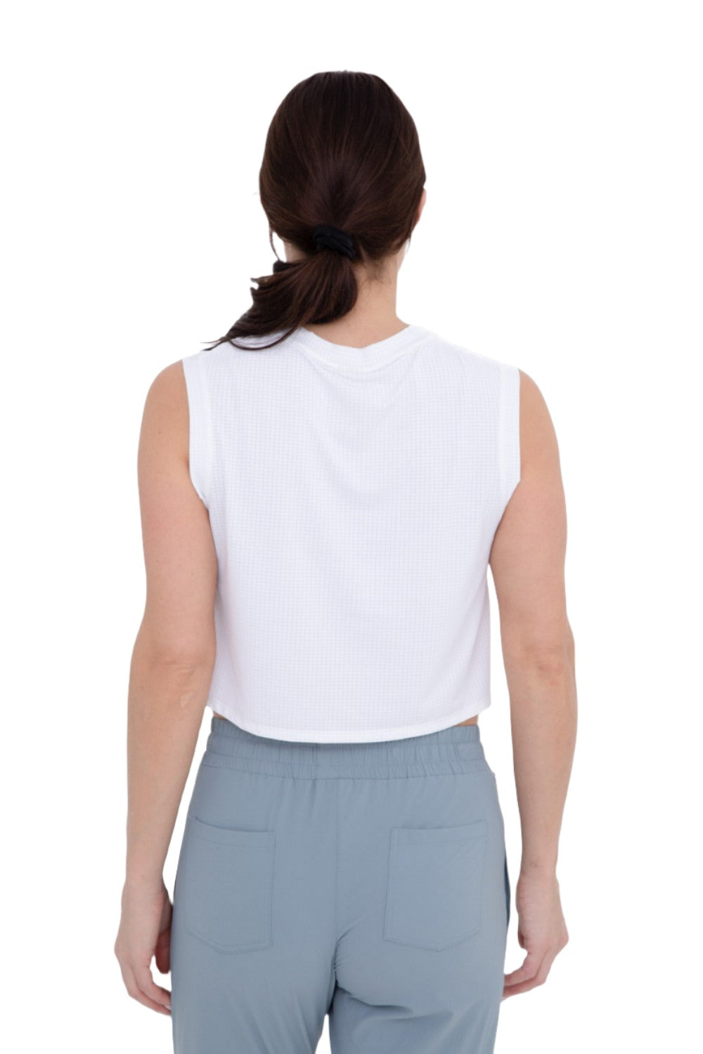 Mono B Ripstop Active Crop Top AT-B0423 - White - Back View