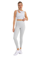 Mono B Newport No Front Seam Splice Swoop Highwaist Leggings APH-A0738 - Mist - Front Full View