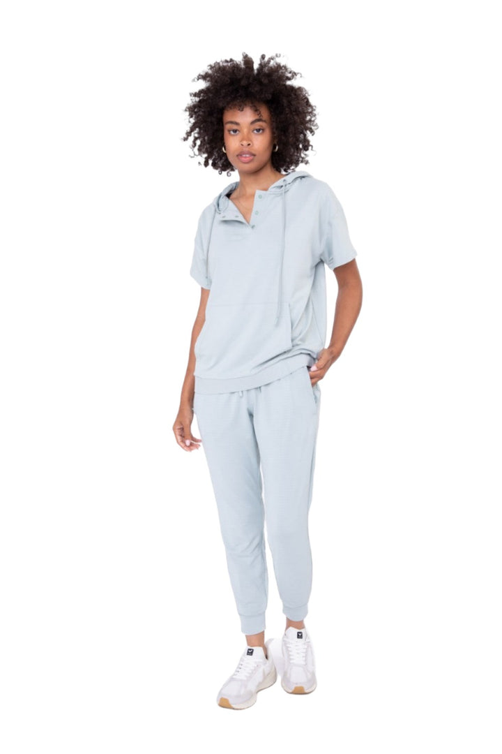 Mono B Active Joggers with Textured Interior AP-B0109 - Aqua Grey - Front Full View