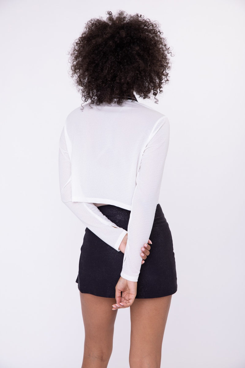 Mono B Crop Perforated Polo Top AT-B7101