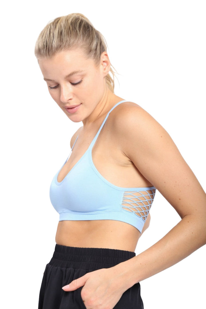 Mono B Seamless Open Back Top AT1961 - Blue - Side View