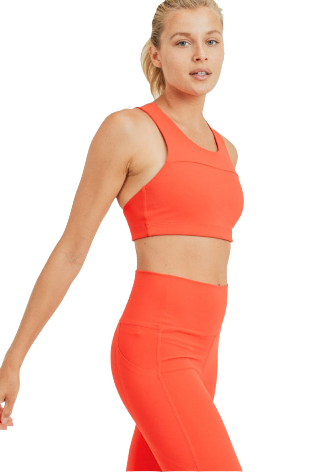 Mono B Split Front Overlay Adjustable Bra Top AT2824 - Orange - Side View2