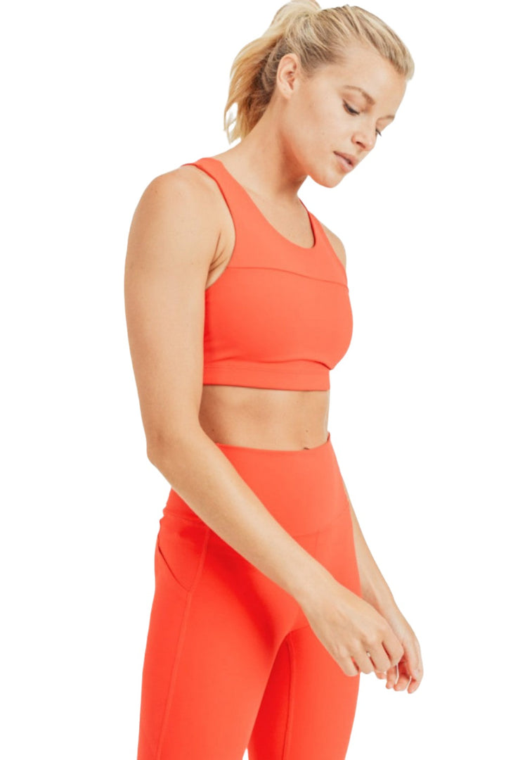 Mono B Split Front Overlay Adjustable Bra Top AT2824 - Orange - Side View