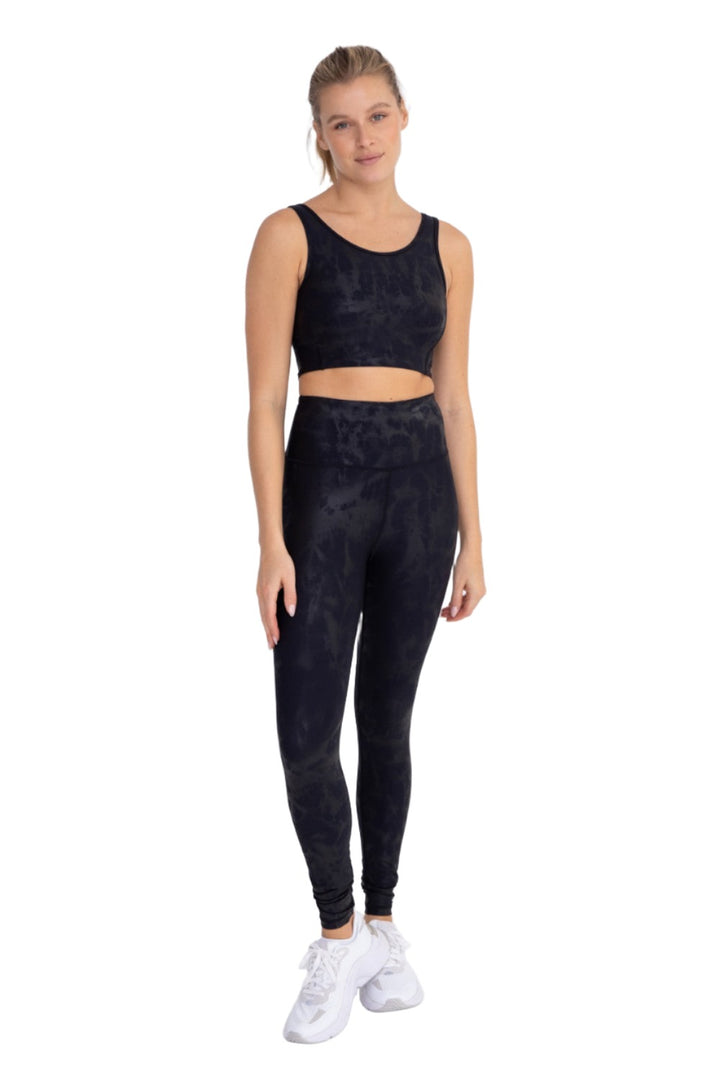 Mono B Metallic Foil Printed High-Waist Leggings APH2873 and Plus - Navy/Black Foil - Front Full View
