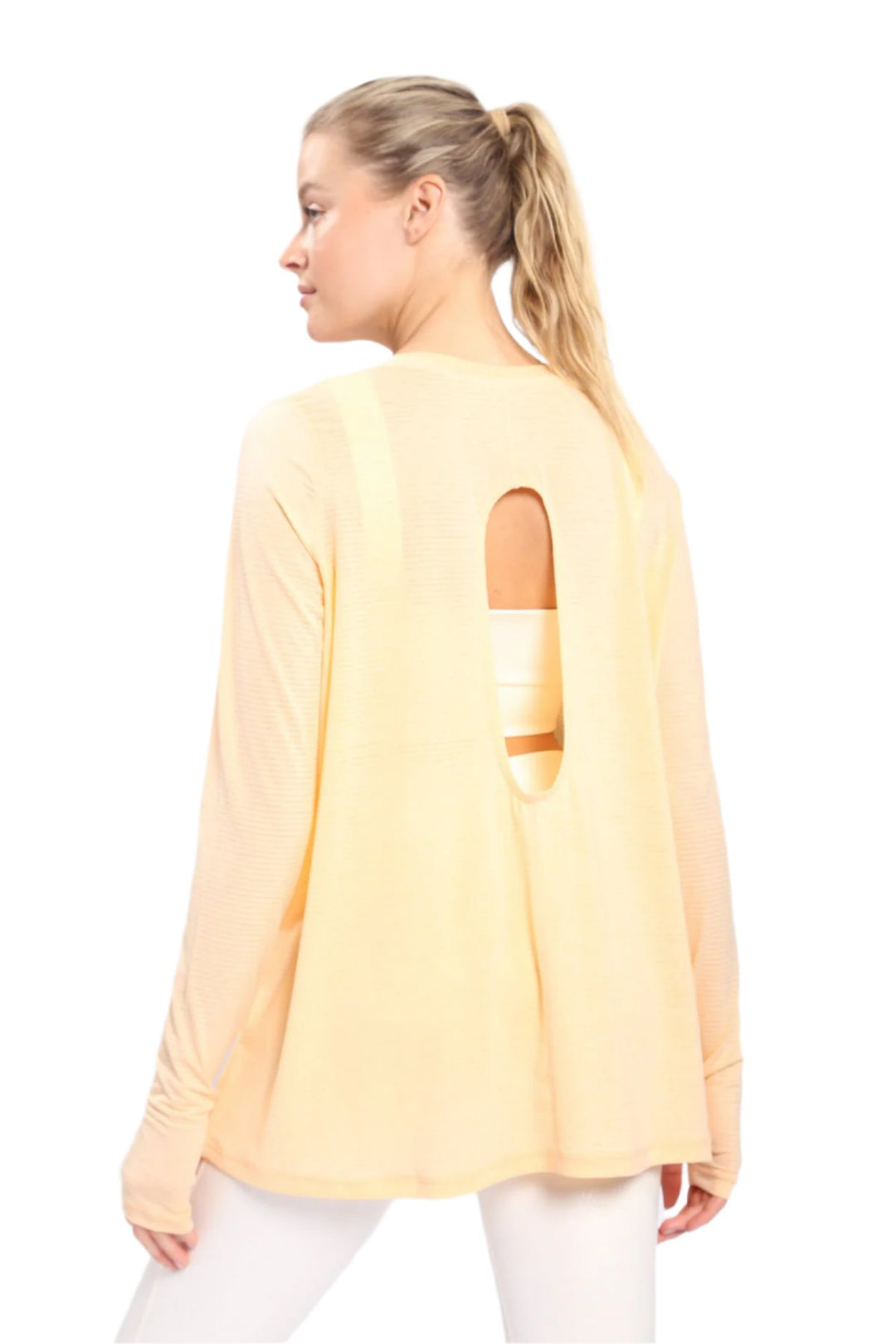 Mono B Mesh Long Sleeve Top AT2876 - Surf Spray - Back View