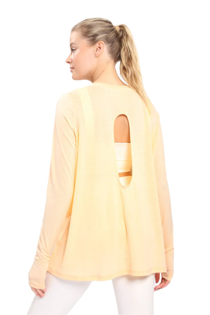 Mono B Mesh Long Sleeve Top AT2876 - Surf Spray - Back View