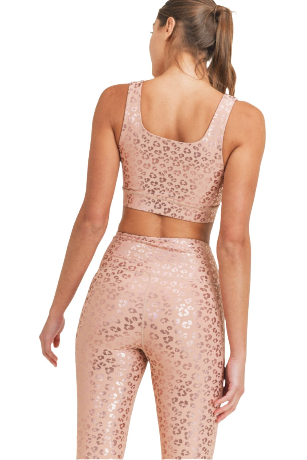 Mono B Shimmer Foil Leopard Bra Top AT2961 - Leopard Shimmer - Back View