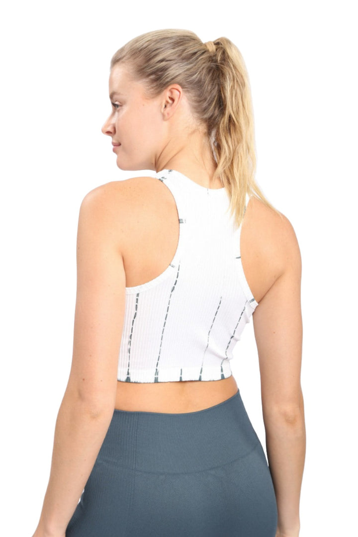 Mono B Tie-Dye Seamless Ribbed Racer Back Bra AT2997 - Blue22 - Back View