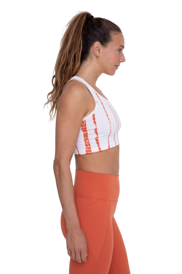 Mono B Tie-Dye Seamless Ribbed Racer Back Bra AT2997 - Carrot - Side View