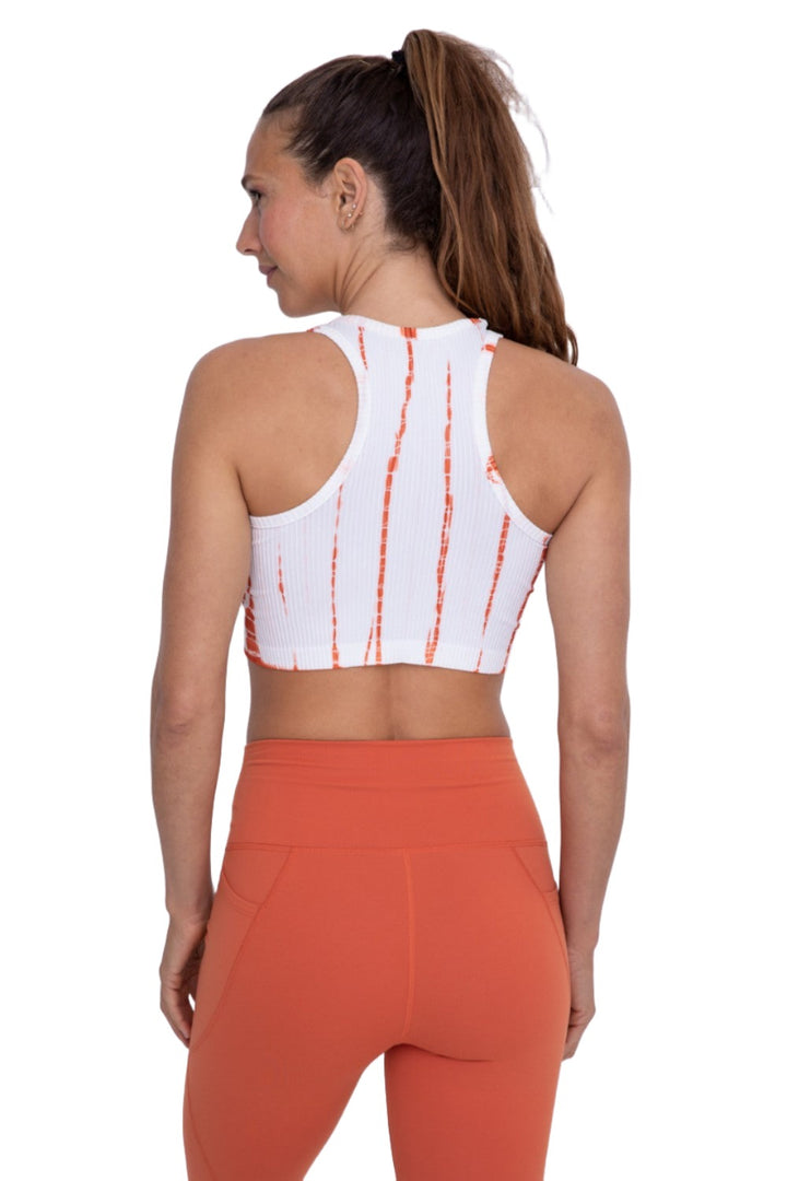 Mono B Tie-Dye Seamless Ribbed Racer Back Bra AT2997 - Carrot - Back View