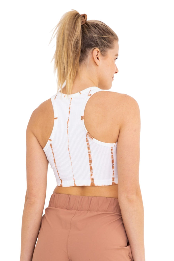 Mono B Tie-Dye Seamless Ribbed Racer Back Bra AT2997 - Mud - Back View