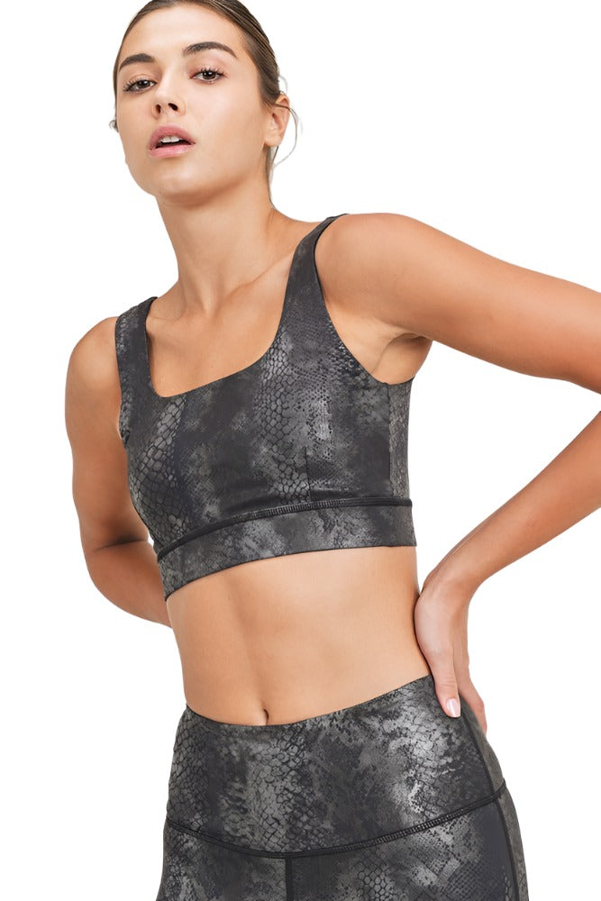Mono B Snake Foil Print Bra AT3009 - Grey Foil - Front View