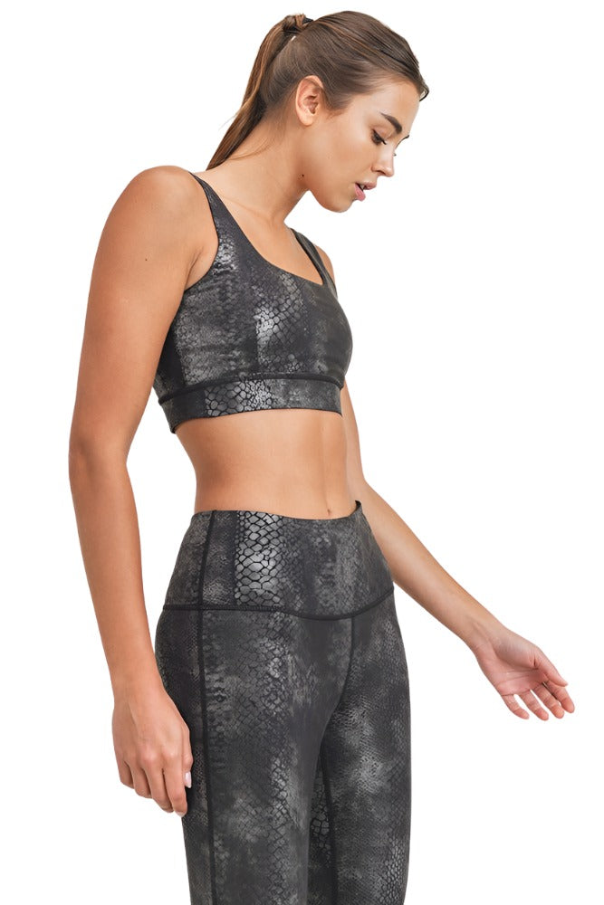 Mono B Snake Foil Print Bra AT3009 - Grey Foil - Side View