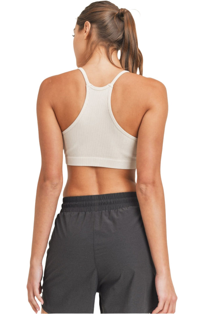Mono B Rib Seamless Mineral-Washed Sports Bra AT3016 - Natural - Back View