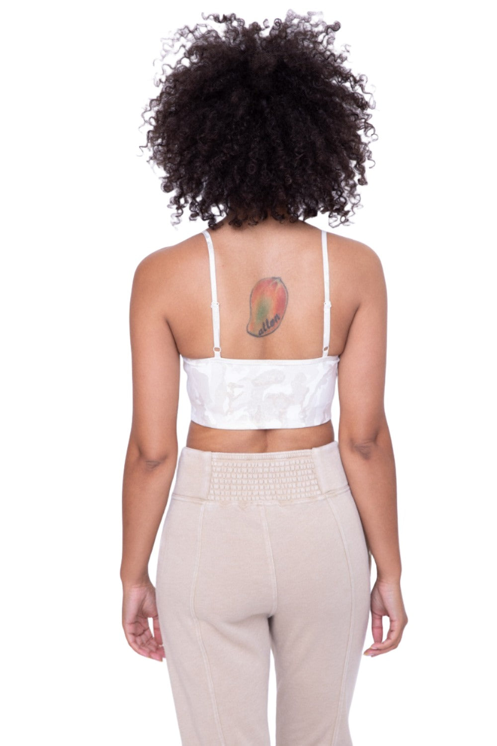 Mono B Camo Gold Microdot Foil Adjustable Sports Bra AT3036 - Army Gold - Back View