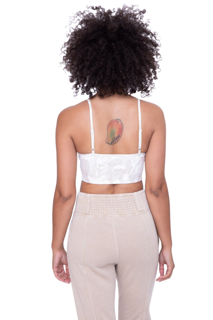 Mono B Camo Gold Microdot Foil Adjustable Sports Bra AT3036 - Army Gold - Back View