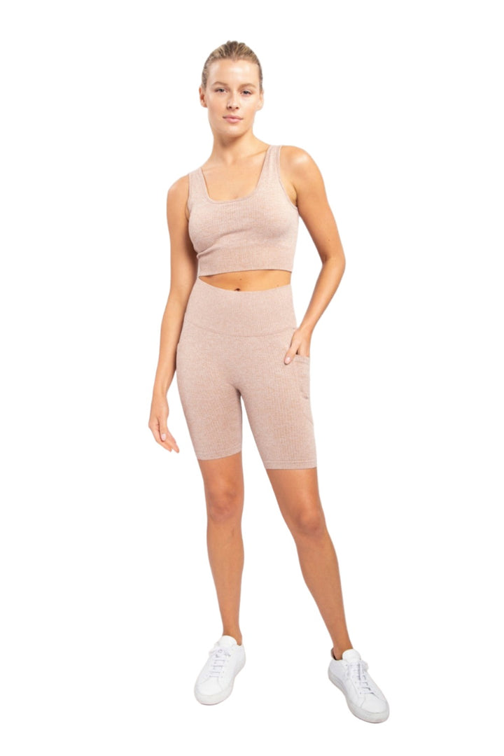 Mono B Hybrid Pocket Biker Shorts APH3043 - Mud - Front Full View