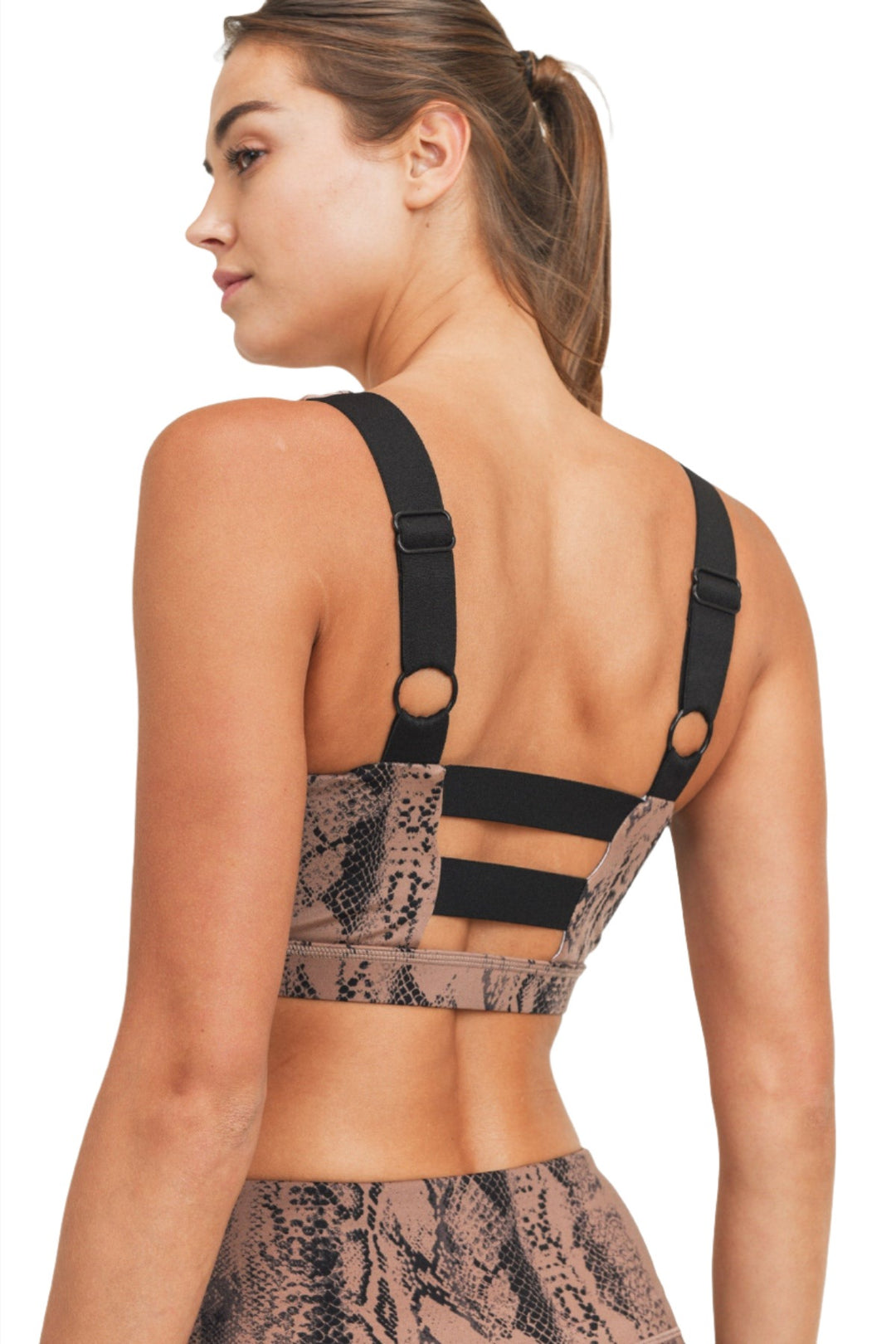 Mono B Snake Print Bra AT-3086 Plus - Mocha Snake - Back Side View