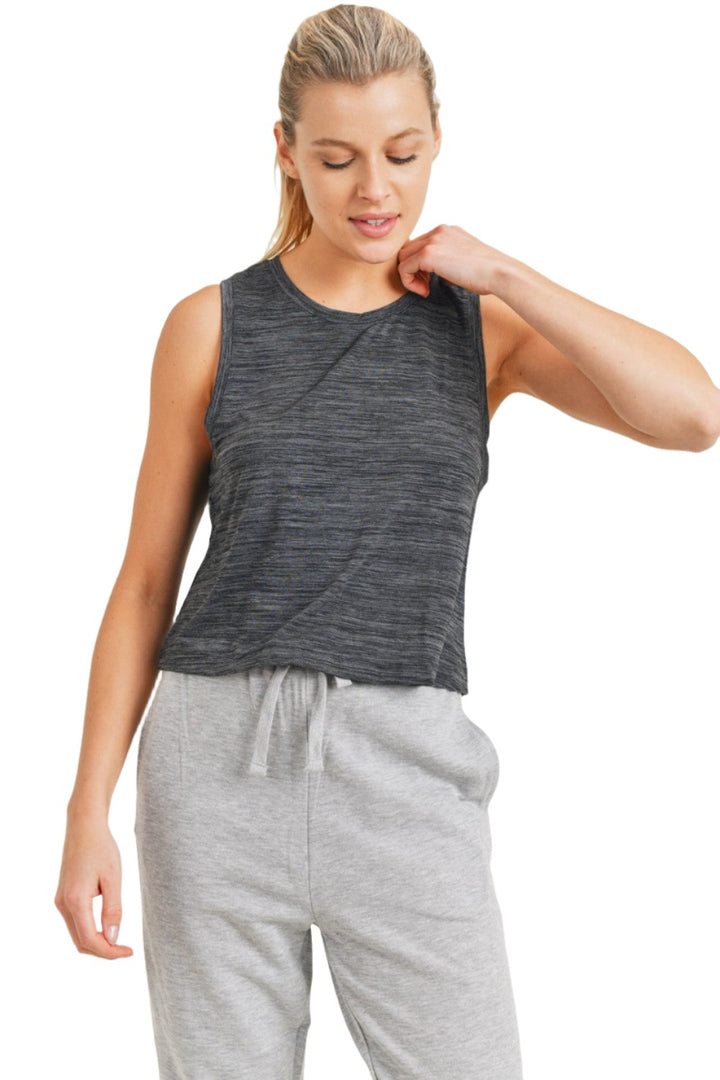 Two-Tone Essential Racerback Tank Top - Tone Grey - Front View