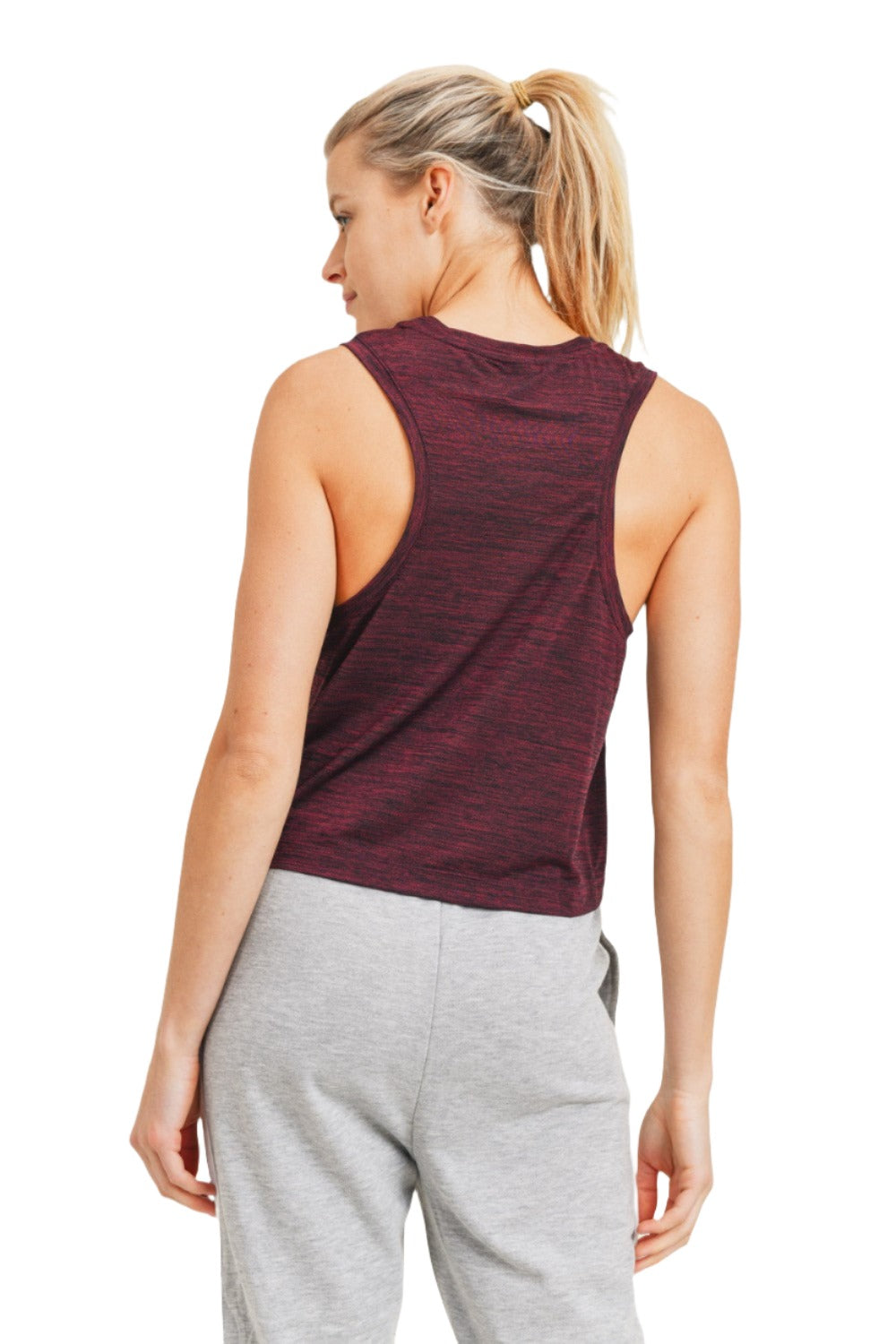 Two-Tone Essential Racerback Tank Top - 2 Tone Red - Back View