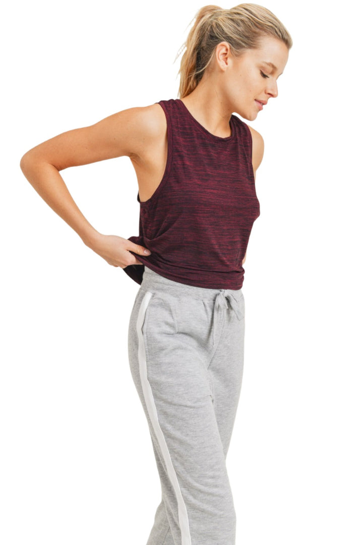 Two-Tone Essential Racerback Tank Top - 2 Tone Red - Side View