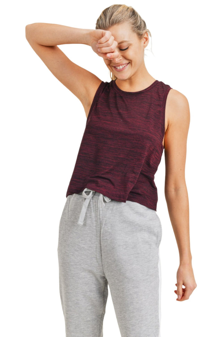 Two-Tone Essential Racerback Tank Top - 2 Tone Red - Front View