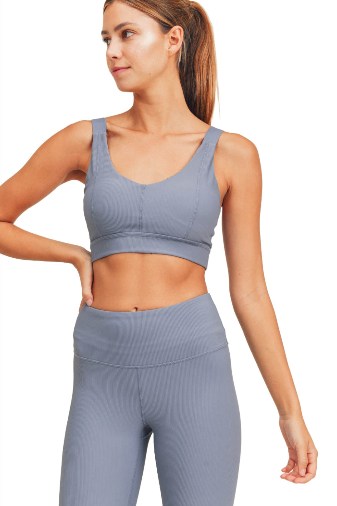 Mono B Ribbed Thick Strap Bra AT3092 and Plus - Dark Blue - Front View