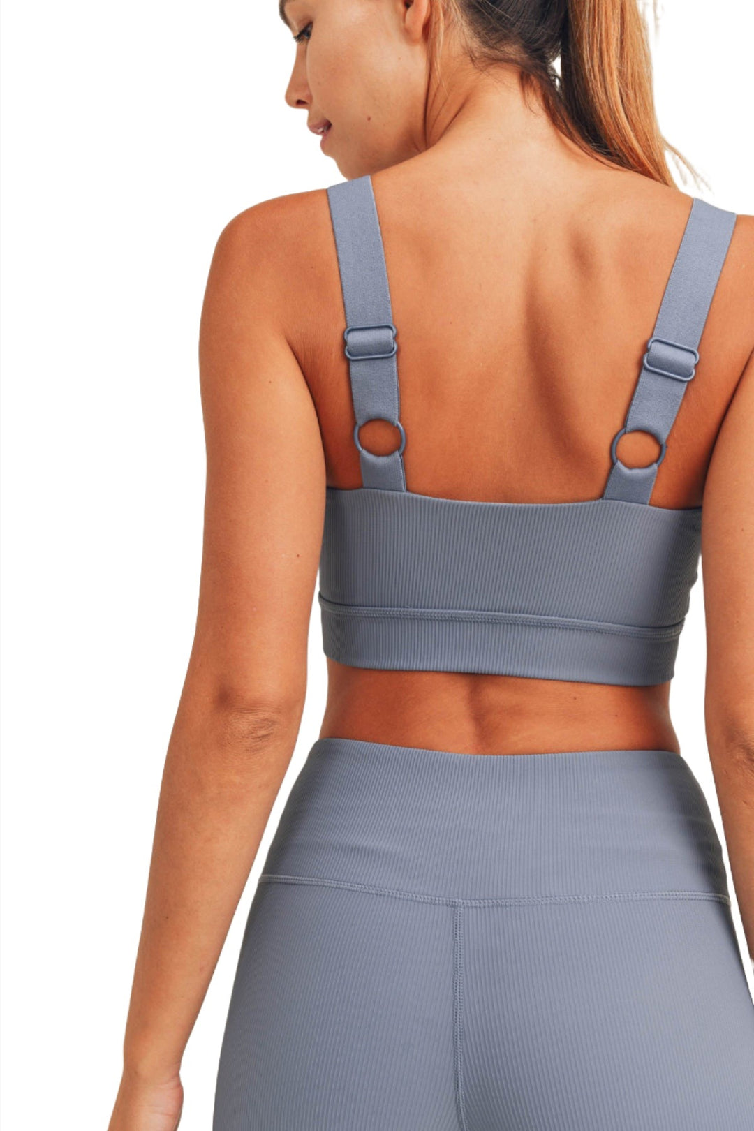 Mono B Ribbed Thick Strap Bra AT3092 and Plus - Dark Blue - Back View