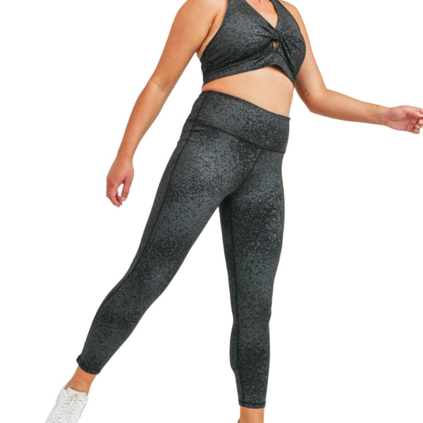 Mono B High Waist Foil Leggings With Seam Details APH-A0950