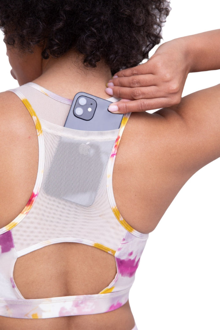 Mono B Watercolor Floral Sports Bra AT3106 - Roses - Rear View