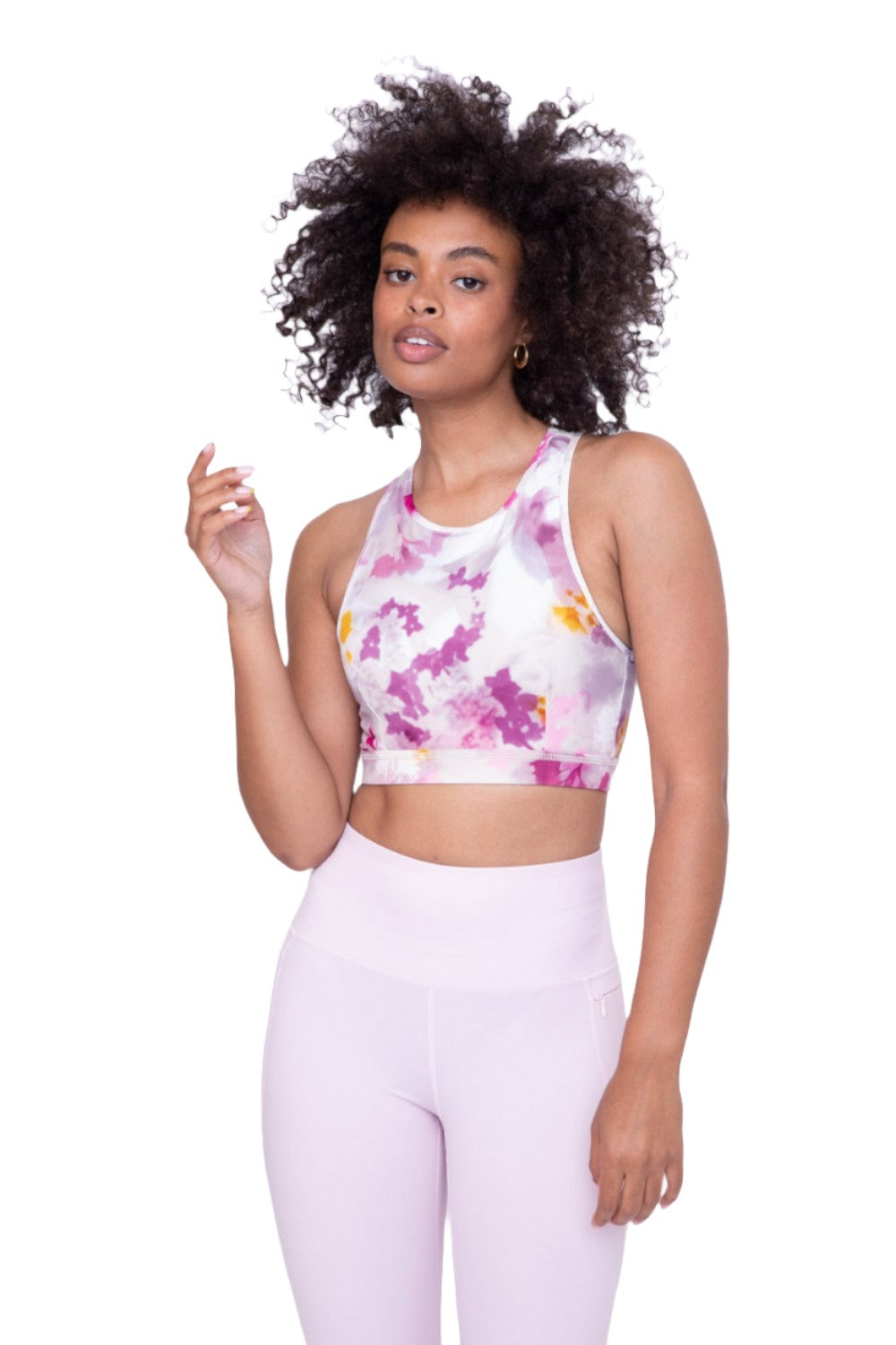 Mono B Watercolor Floral Sports Bra AT3106 - Roses - Front View