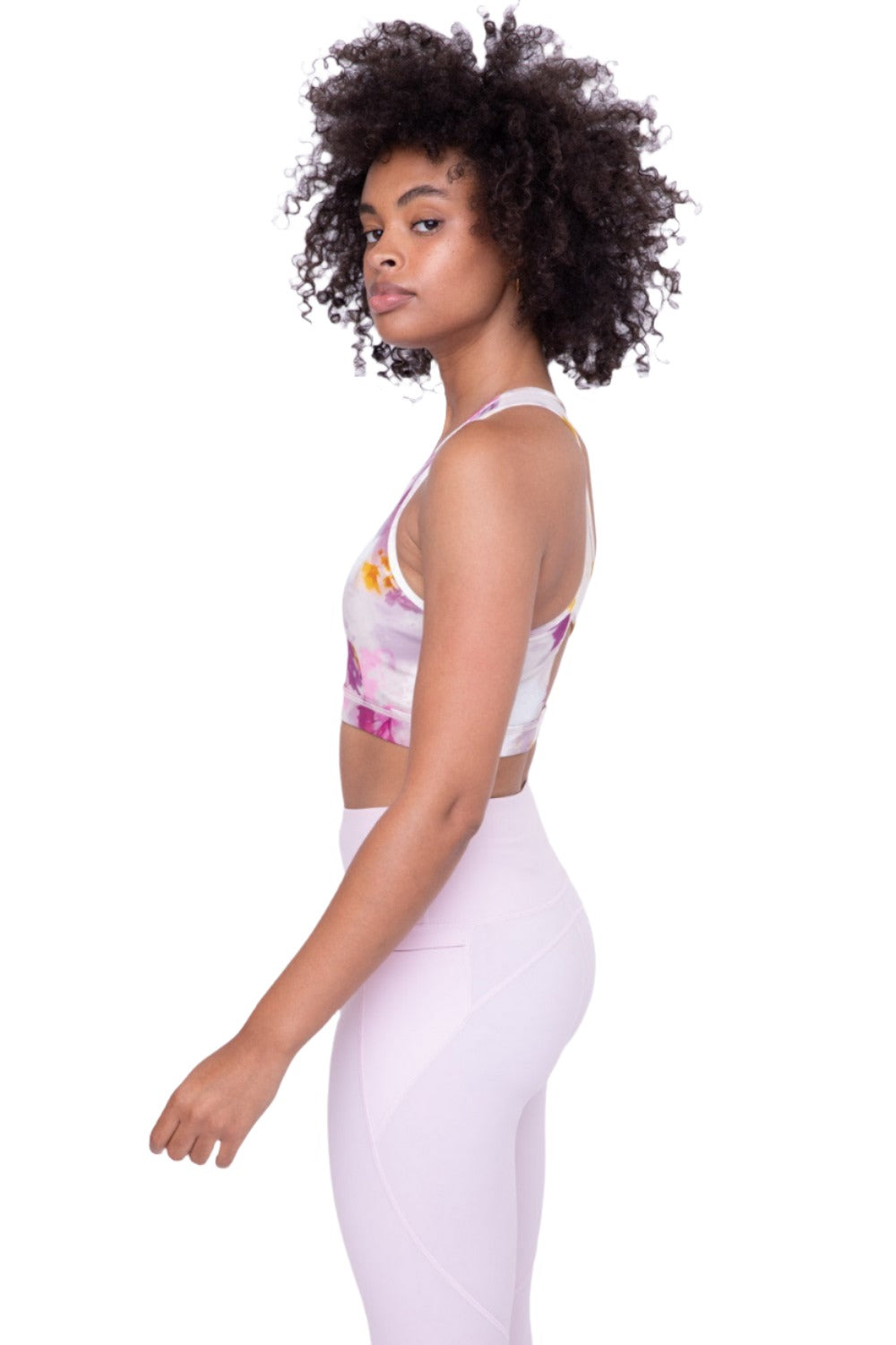 Mono B Watercolor Floral Sports Bra AT3106 - Roses - Side View