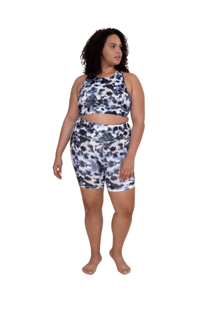 Mono B Inkblot Kaleidoscope Highwaist Shorts APH3111 and Plus - Inkblot - Front Full View