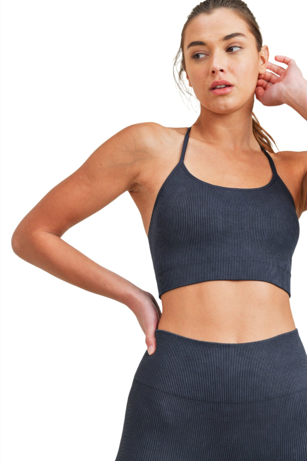 Mono B Suspension Bra Top AT3112 - Black - Front Rear View