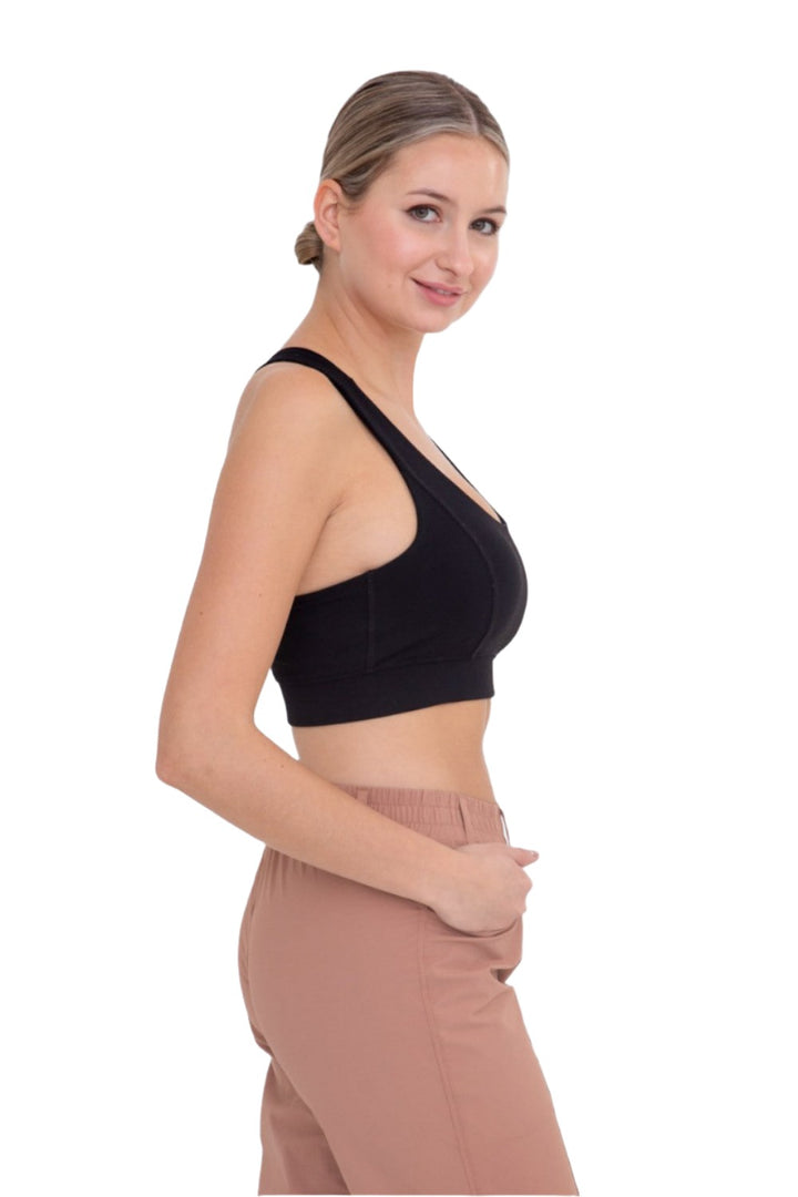 Mono B Overlay Y Back Sport Bra AT3115 and Plus - Black - Side View