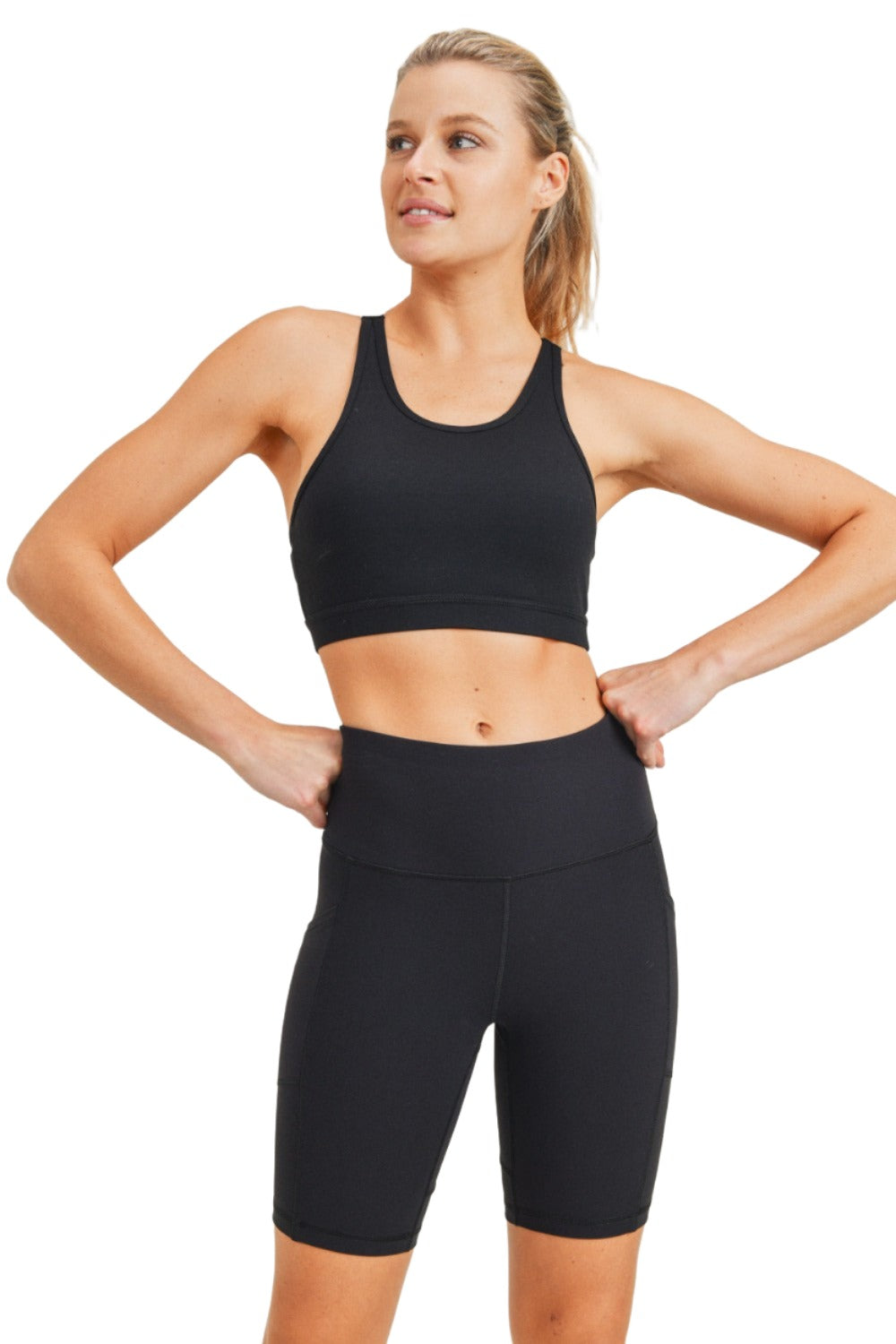 Mono B Mesh Racer Back Bra AT3116 - Black - Front View