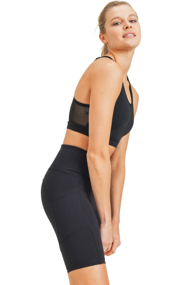 Mono B Mesh Racer Back Bra AT3116 - Black - Side View