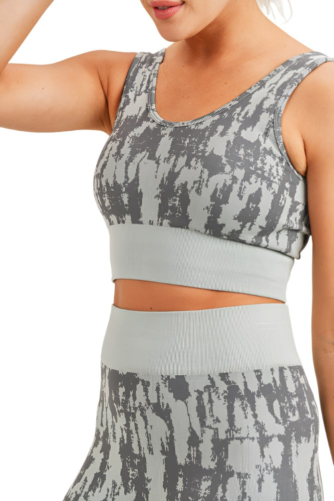 Mono B Abstract Seamless Legging APH3117 - Grey - Rear View