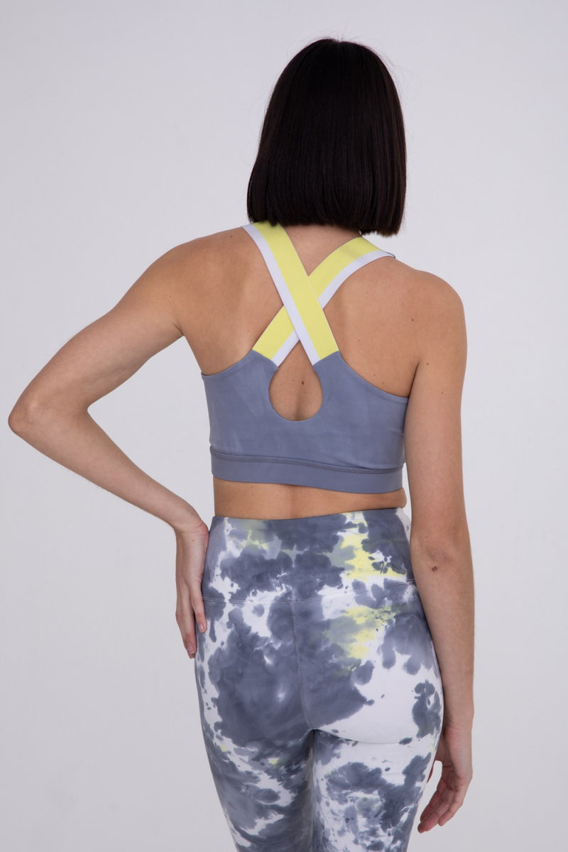 Mono B Solid Sports Bra with Striped Overlay Back AT3132 and Plus