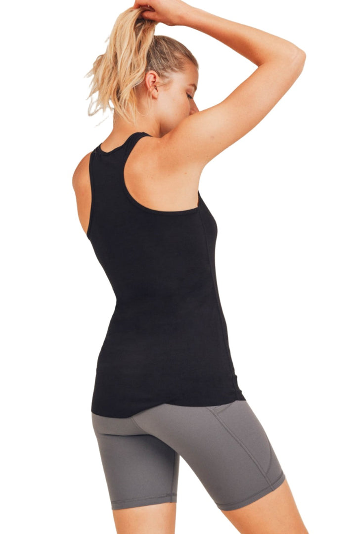Mono B Athleisure Essential Tank Top AT3146 - Black - Side View