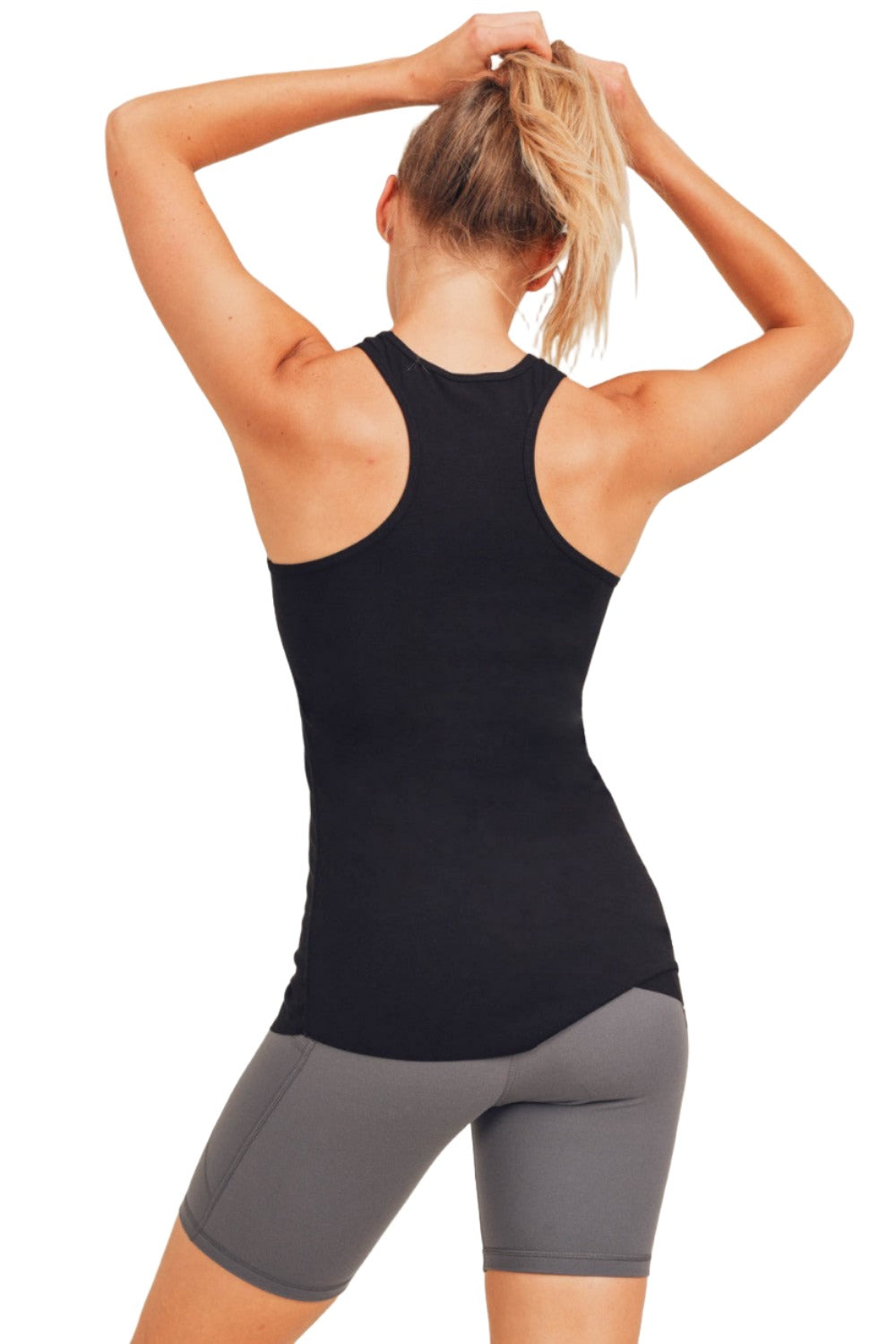 Mono B Athleisure Essential Tank Top AT3146 - Black - Back View