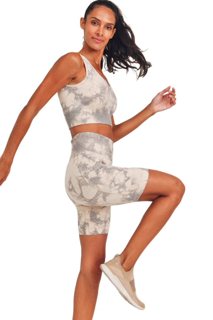 Mono B Tie-Dye Seamless Ribbed Sports Bra AT3168 - Nude Tie Dye - Side View