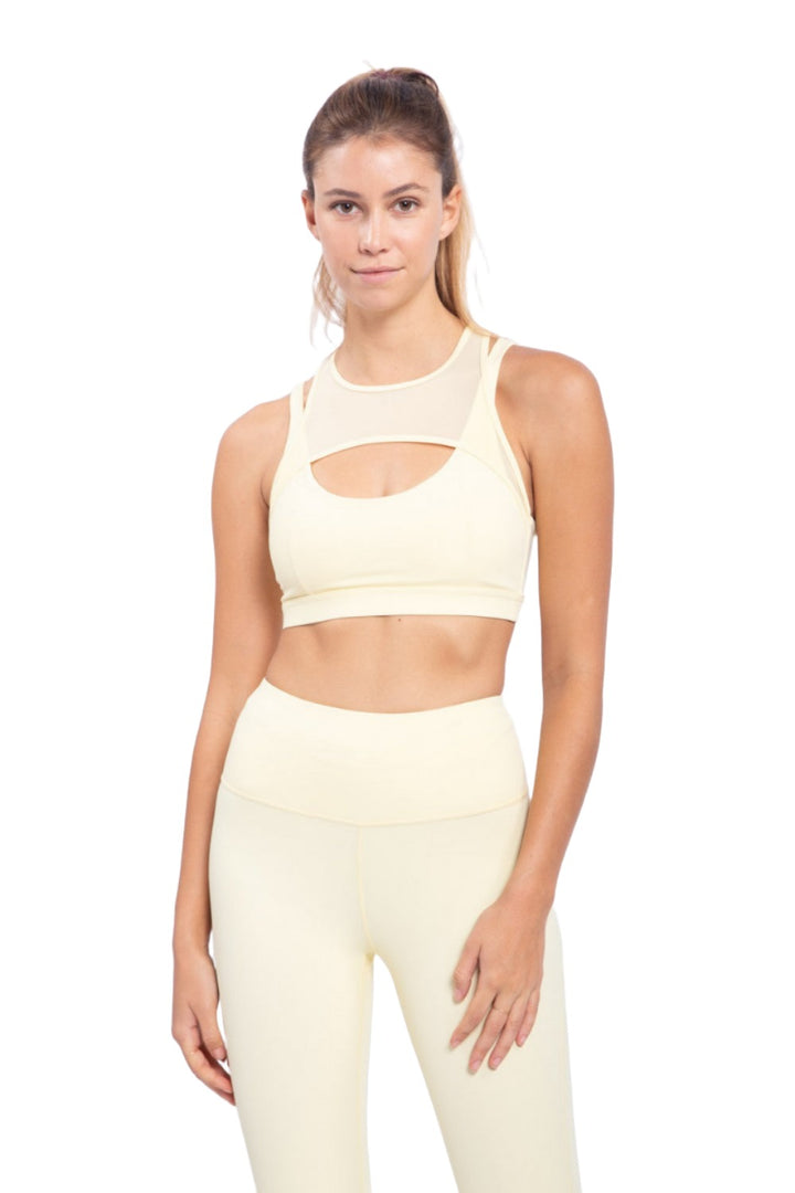 Mono B Mesh Double Strap Bra Top AT8008 - Lemonade - Front View
